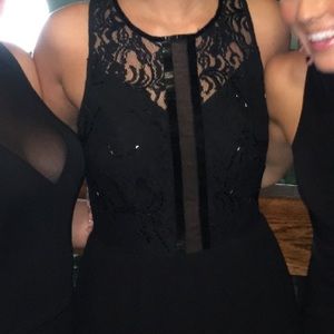 Long black dress with beading/sheer skirt